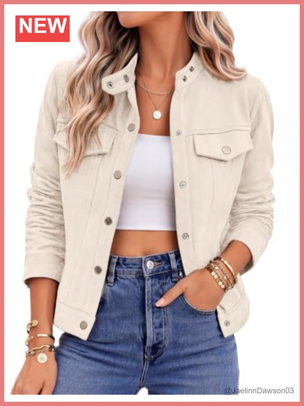 Faux Suede Cropped Jacket Button Down Snap Pockets Fall Shacket